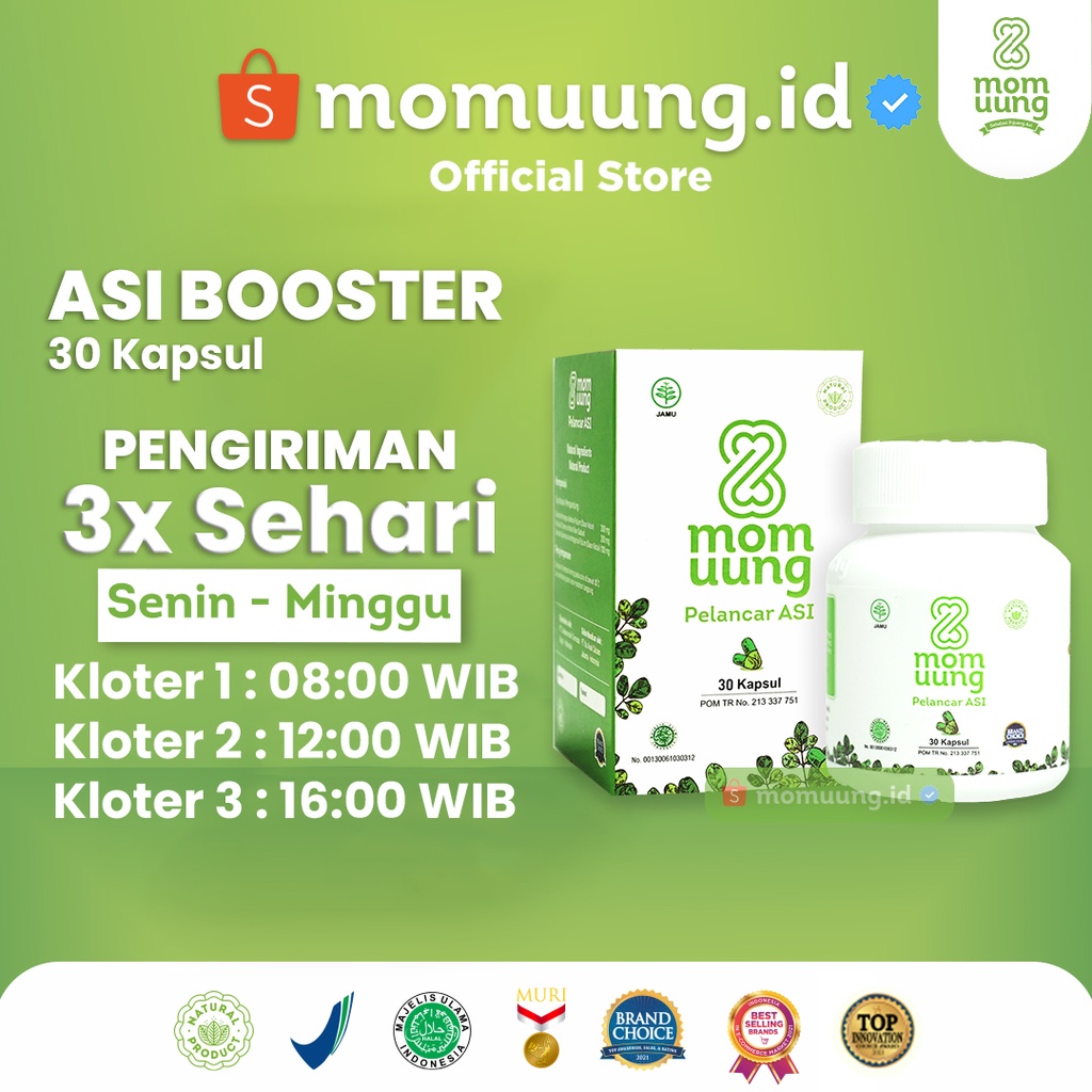 BPOM HALAL NATURAL ASI BOOSTER MOM UUNG 30 kapsul / KELORCAP MOMUUNG HERBAL MOMUUNG.ID