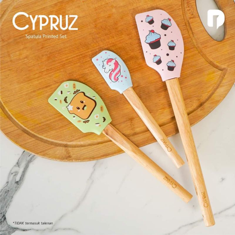 Cypruz Spatula Printed Set Utensil Silikon Spatula Silicone Spatula Silikon