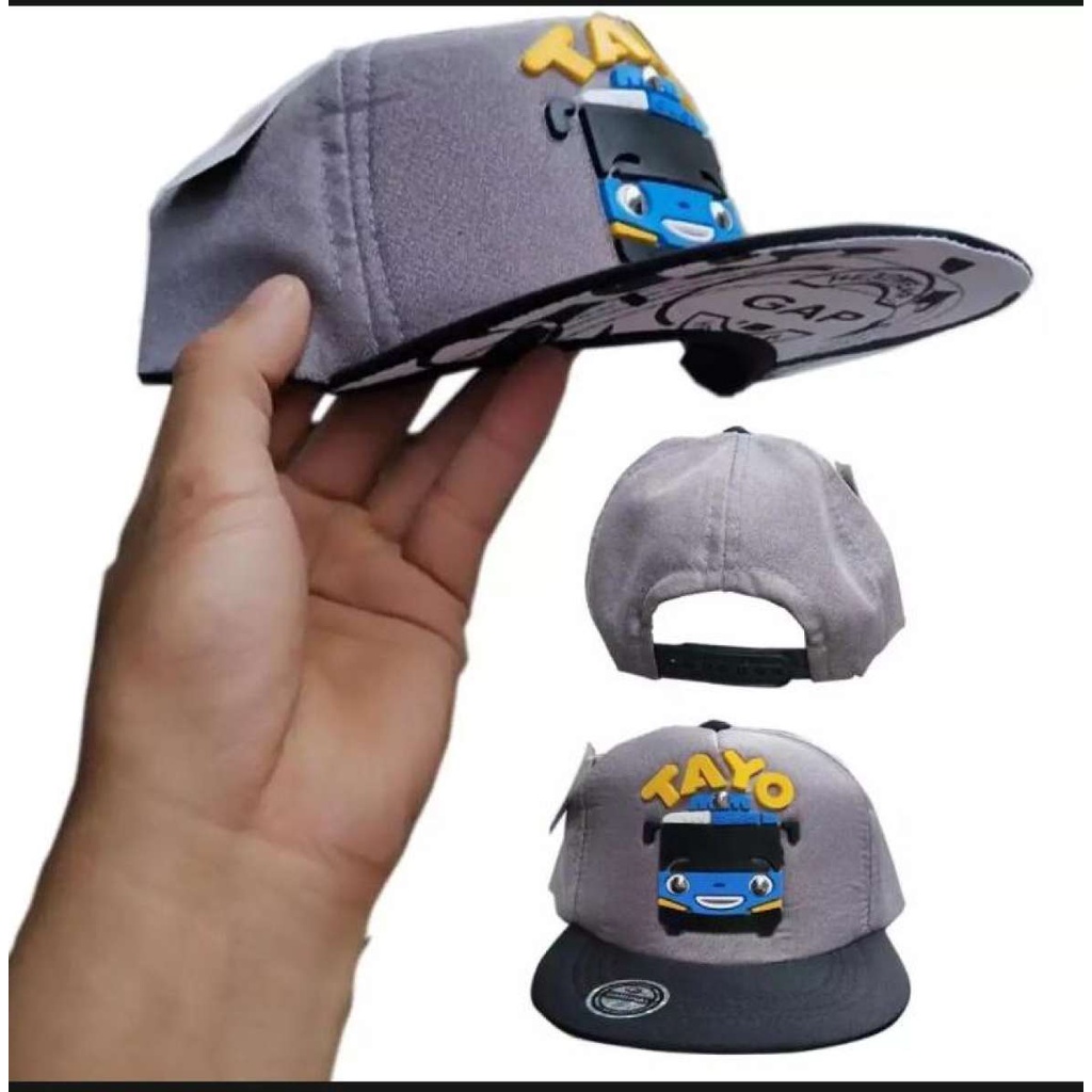 Topi karakter Snapback Tayo Anak-anak Cartoon Mobil Bus Berkualitas / Trendy