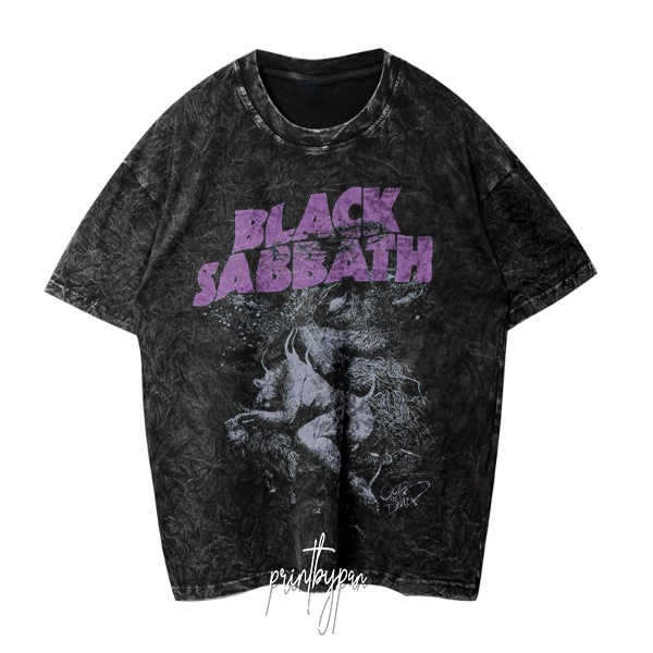T-Shirt Band Black Sabbath Woman's Sleep Oversized - Kaos Baju Washed Band Vintage