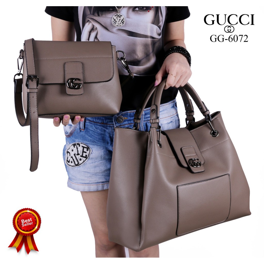 Gucci CC Cyntia Vintage 2in1 HandBag Soft Clemence Leather Like Original Hardware Black(6072)