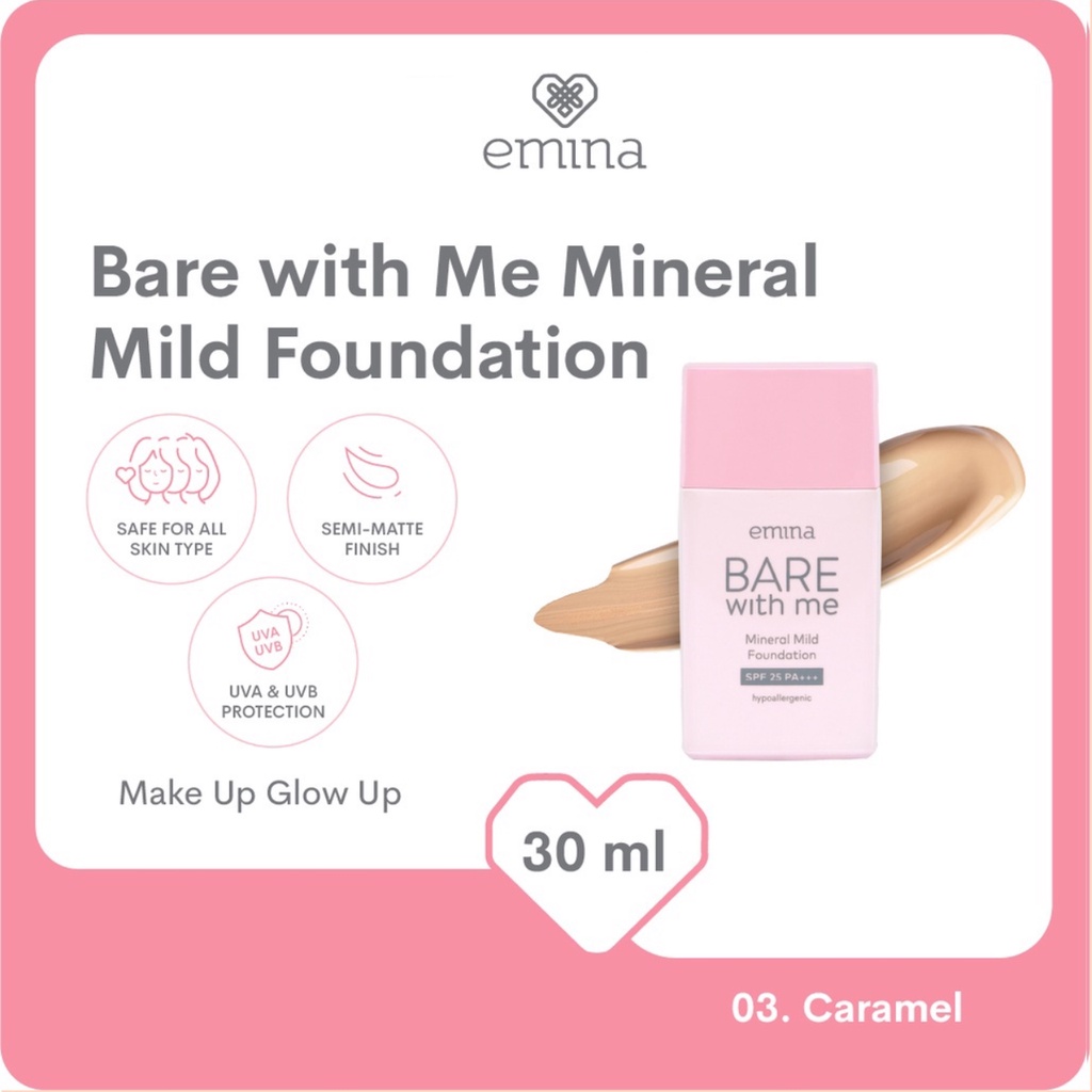 ⭐️ Beauty Expert ⭐️ Emina Bare With Me Mineral Mild Foundation | BPOM SALE | ORI 100%