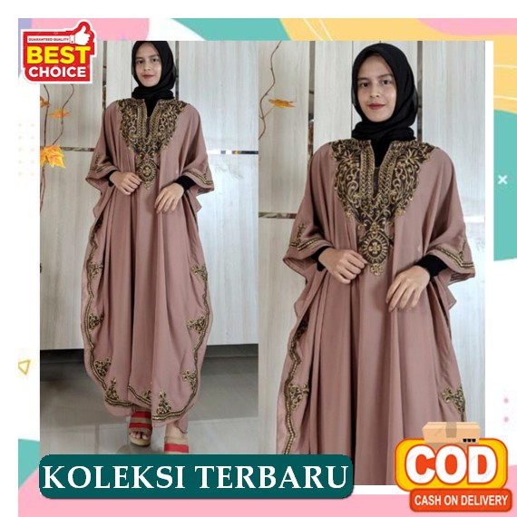 Kaftan Wanita Jumbo Putih Busui Casual Dress Terbaru 2022/Kaftan Wanita Murah Mewah Glamor Modis Ele