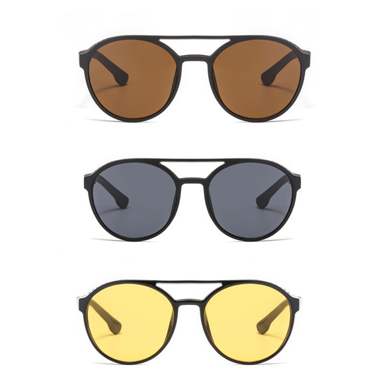 Kacamata Hitam Retro Vintage Steampunk Frame Bulat untuk Pria