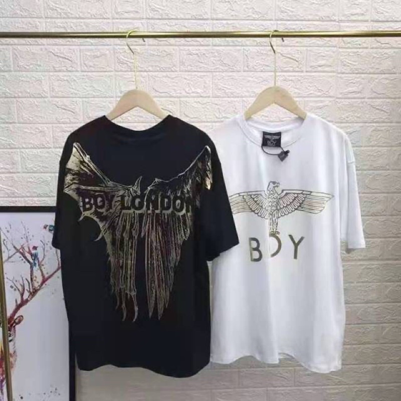 BOY5 KAOS BOY LONDON IMPORT PRIA WANITA ASIA EROPA KOREA AMERIKA GOLD ON BACK AND WHITE