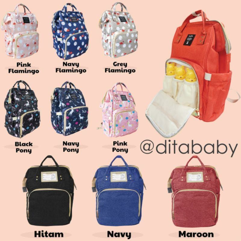 diaper bag POLOS TAS RANSEL DIAPERS Tas Kasur Bayi Diaper Bag Multifungsi Anello