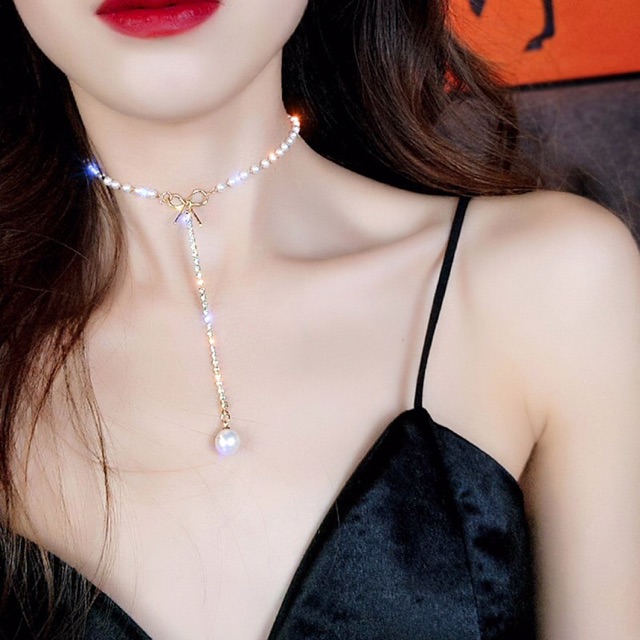 kalung k-11 choker berlian imitasi low cut sexy untuk wanita