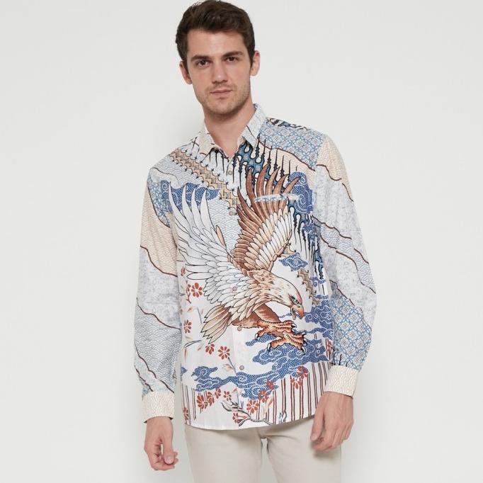 M231 Kemeja Pria Batik Panjang Warna Biru 1718