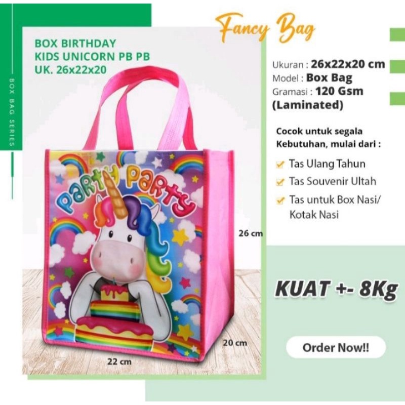 

TAS ULTAH LAMINASI 26X22X20 SPUNBOND | TAS LAMINASI ULTAH ANAK