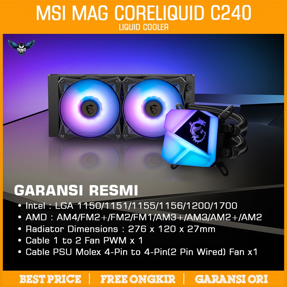 Jual MSI MAG CORELIQUID C240 AIO LIQUID CPU COOLER RGB Shopee Indonesia