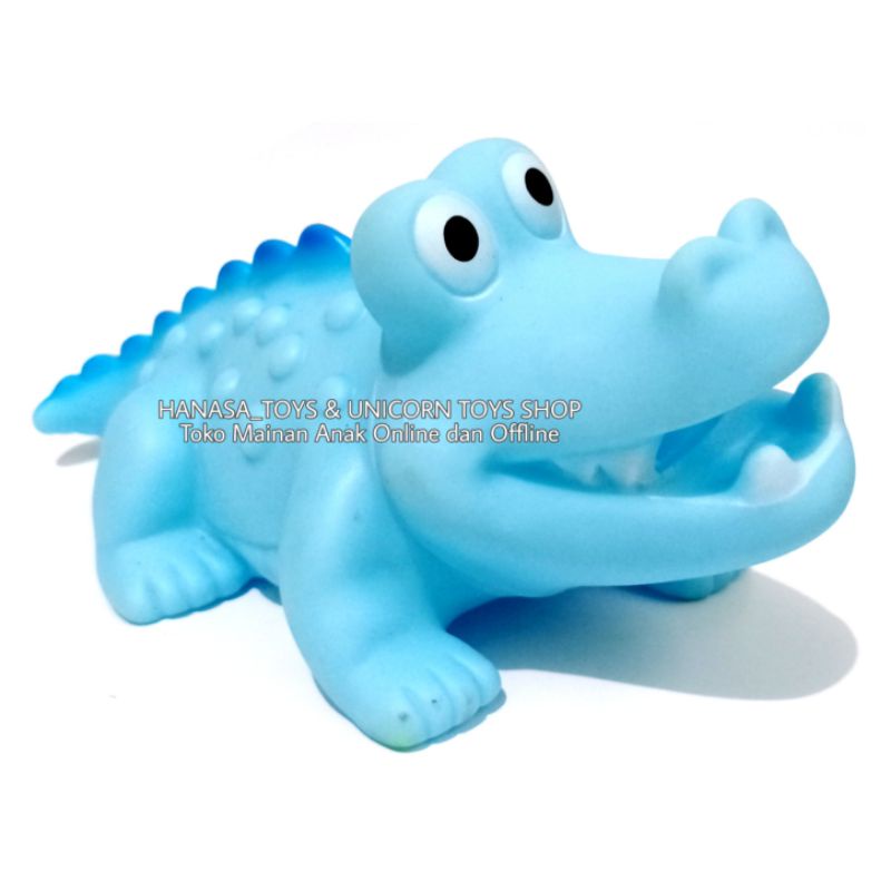 Encit Buaya mainan bayi bentuk buaya cit cit bahan karet aman untuk anak