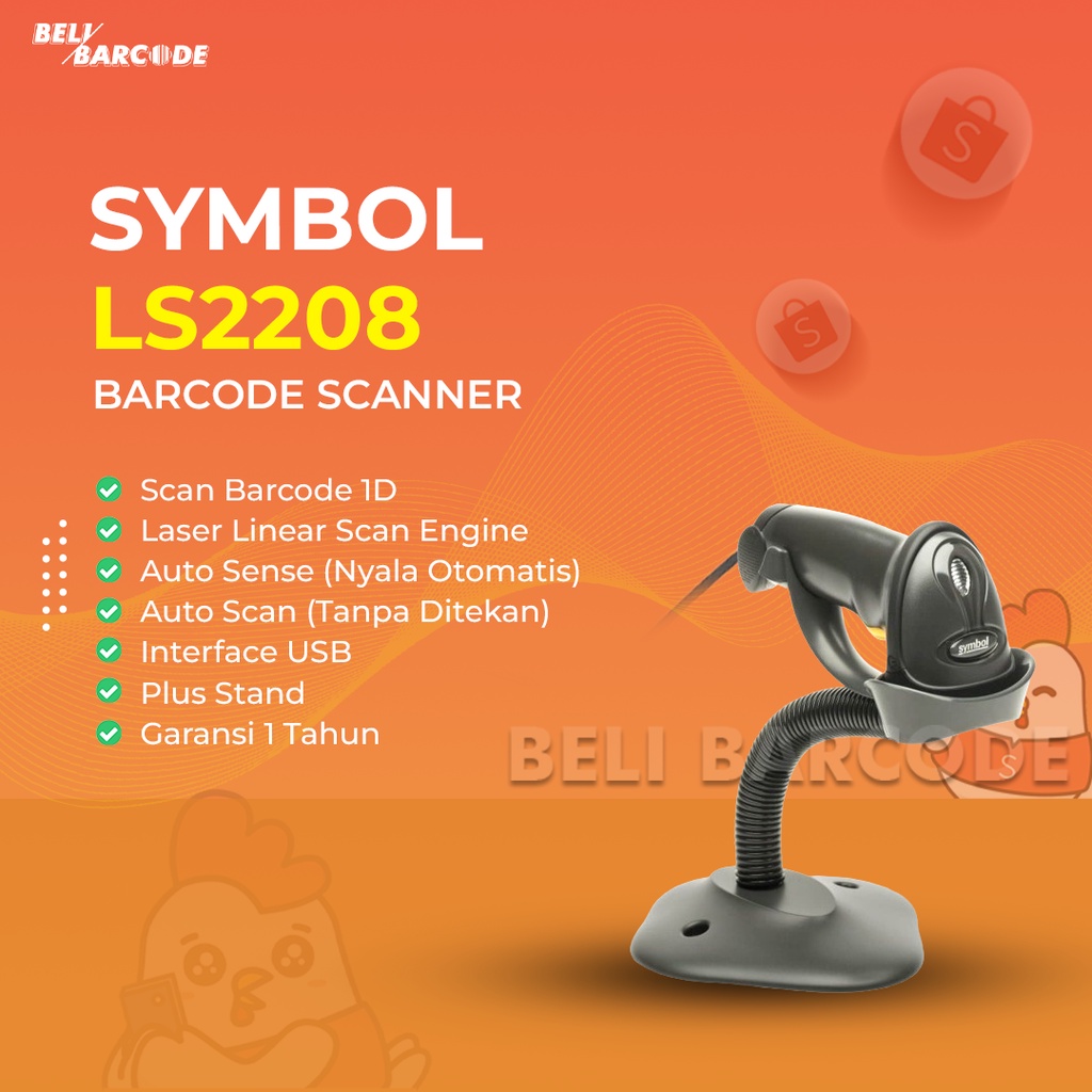 SCANNER BARCODE AUTO SCAN ZEBRA LS 2208 ORI