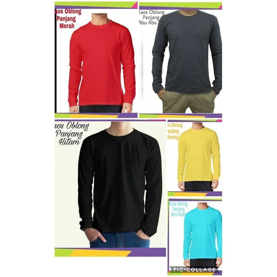 kaos polos merah/lengan panjang/oblong polos/kaos pria/grosir/murah