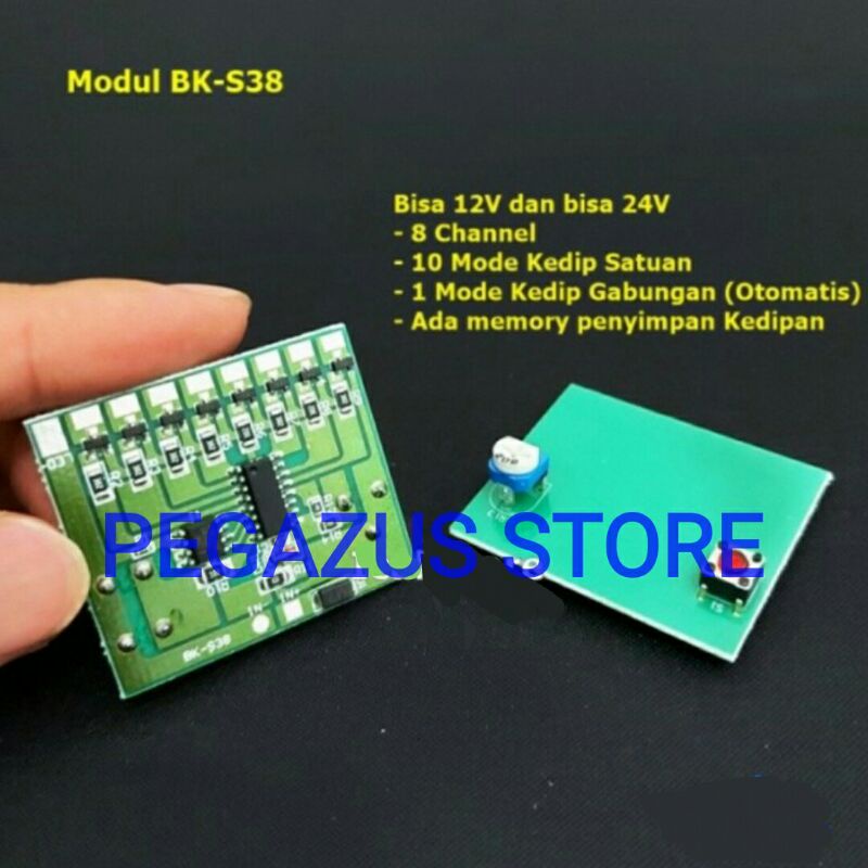 20 Pcs Modul BK-S38 Modul Led Running 8TR 10 Mode Kedip with Memory
