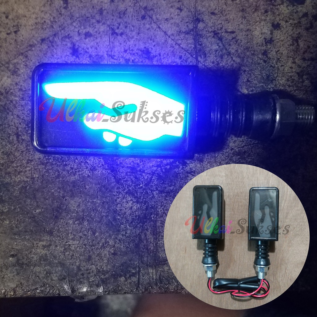 Lampu Sen Motor LED l Variasi Aksesoris Sein Mini Motif Jari Menunjuk D 127 Arus DC 12V Untuk Custom Dan Universal Semua Motor Murah