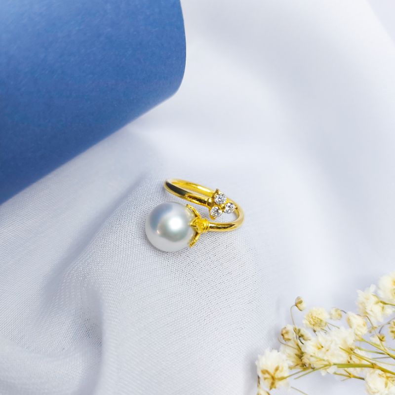 Cincin Emas Mutiara Air Laut Asli