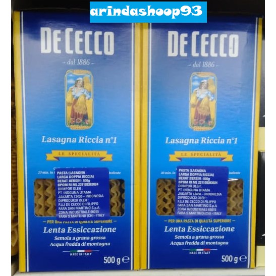

DE CECCO LASAGNA RICCIA NO 1 500GR