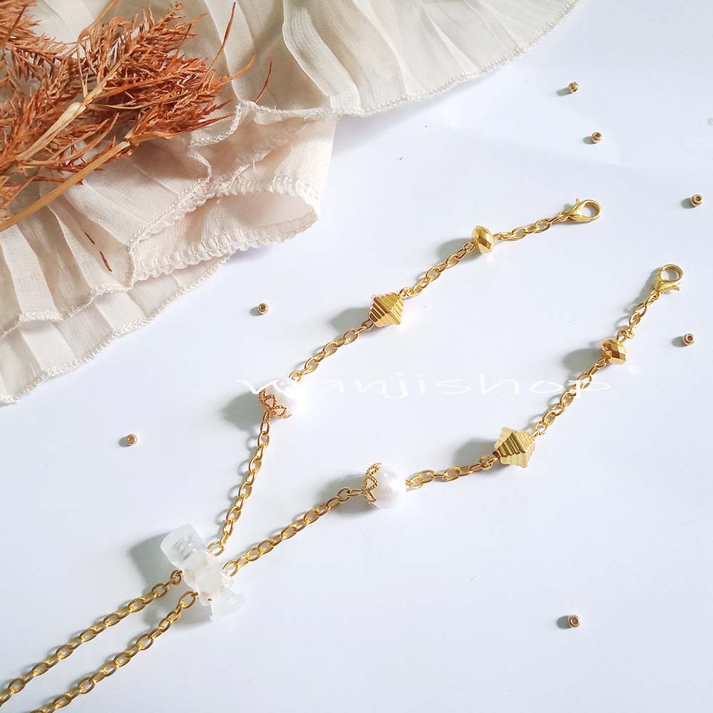 Konektor Masker 2in1 Hijab Nonhijab kekinian Kalung Strap Mask GOLD AESTHETHIC Rantai Juntai