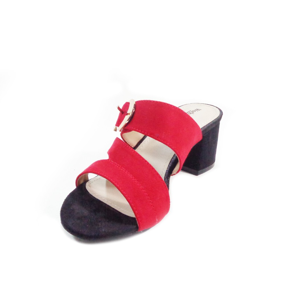 Workswell Sandal Heels Wanita Warna Merah Aksesoris Kode 303R