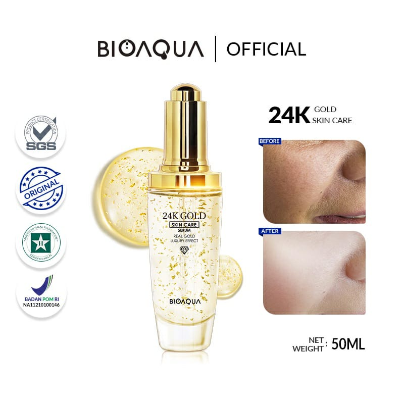 BPOM BIOAQUA 24K Gold Skin Care Serum Brightening 30Ml dan 50Ml / Serum Wajah Brightening / BS