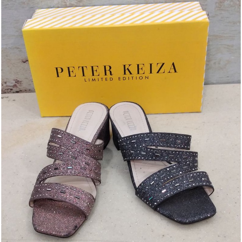 Sandal Pesta Wanita Peter Keiza Hak kotak pendek 3cm