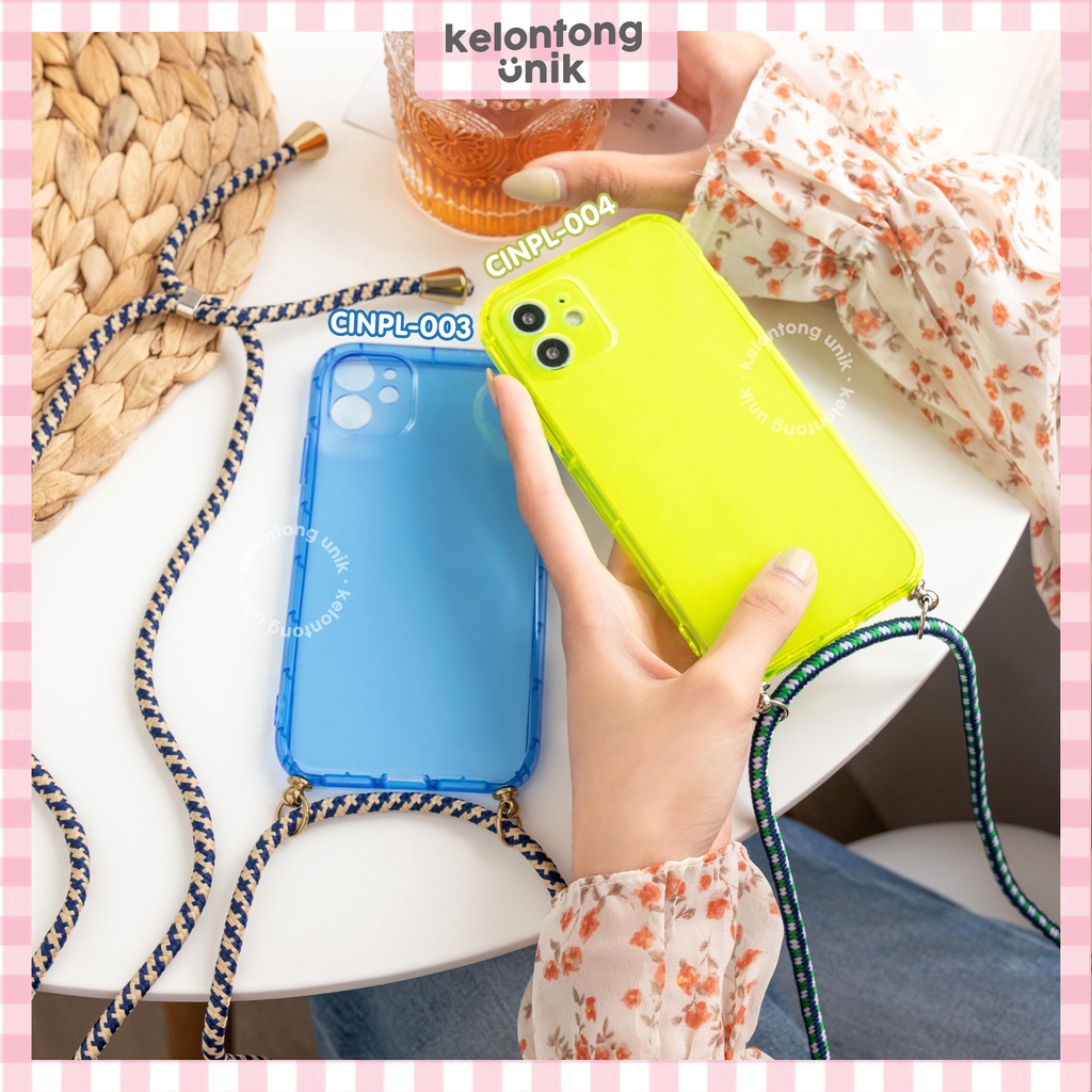 (Seri 2) For iPhone - Neon Shock Proof Lanyard Case/ Sling Case Tali