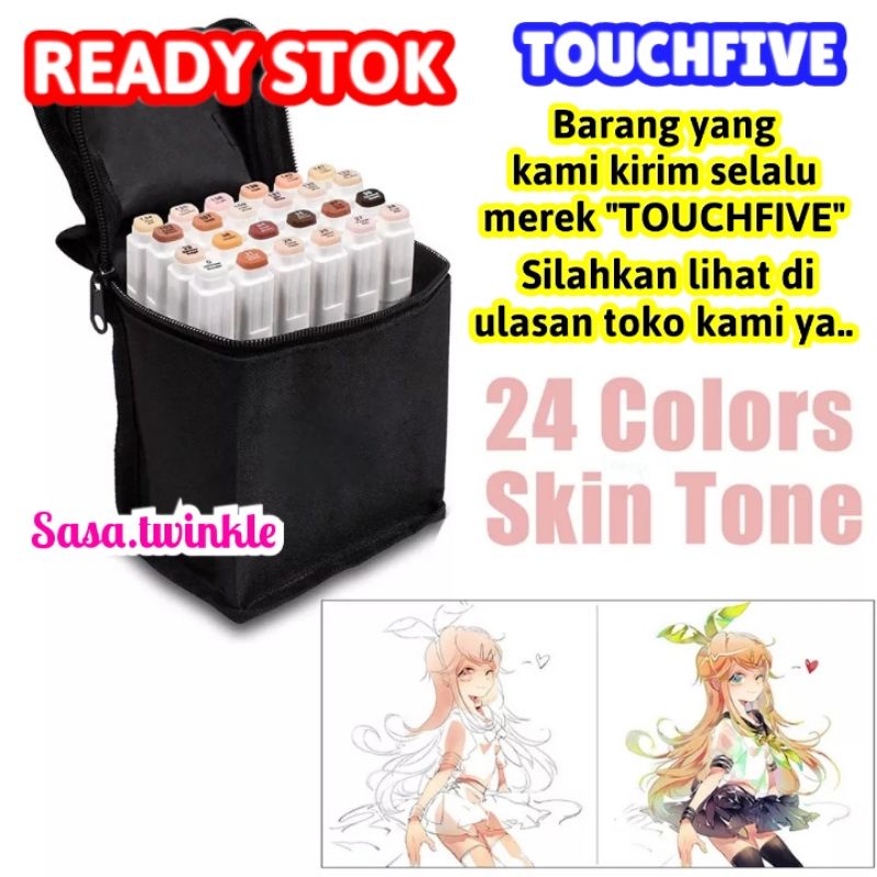 Touchfive Skin Color Set 24 Pcs Alkohol Base Marker Pen Marker Touchfive Warna Kulit Brush Pen