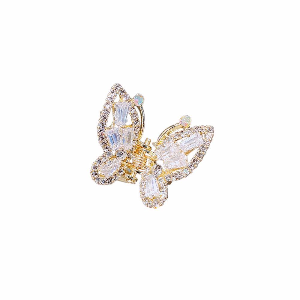 Needway Butterfly Hair Claw Lucu Elegan Korea Berlian Imitasi Alloy Pearl Hair Clip