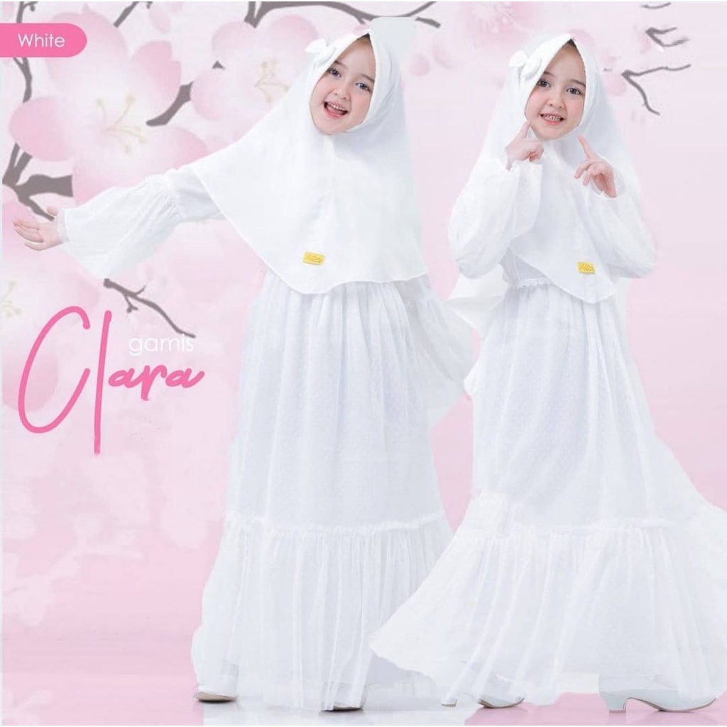 ZEYRA Baju Muslim Anak Perempuan / Gamis Syari Anak Putih Usia 3 4 5 6 7 8 9 10  Tahun