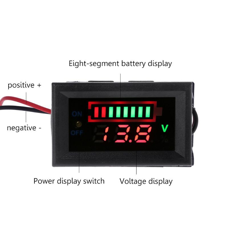 CRE  12V Car Lead Acid Battery Capacity Indicator Voltmeter Power Tester with Switch