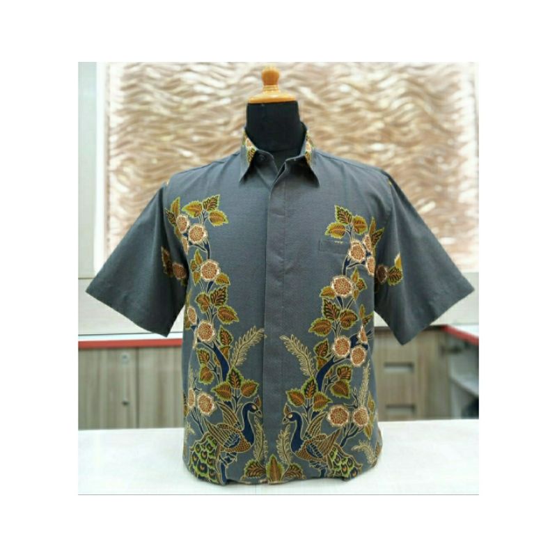 Kemeja Batik Pria Lengan Pendek Motif Merak Geranium - Pangestu Batik