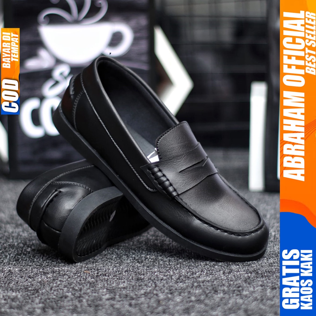 Abraham Irish - Sepatu Pantofel Kerja Formal Pria Hitam