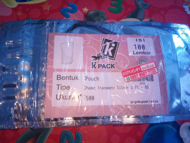 Terlaris Standing Pouch Alumunium Foil Transmetz Kombinasi Silver 500gram With Zipper, Klip