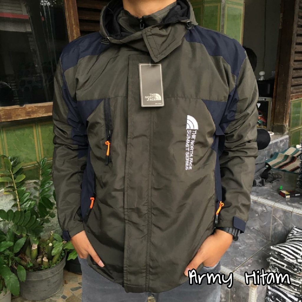 (BISA COD) Jaket Summit Jaket Muncak Jaket Outdoor Murah Jaket Gunung Jaket Waterproof Anti Air-TNF ARMY HITAM