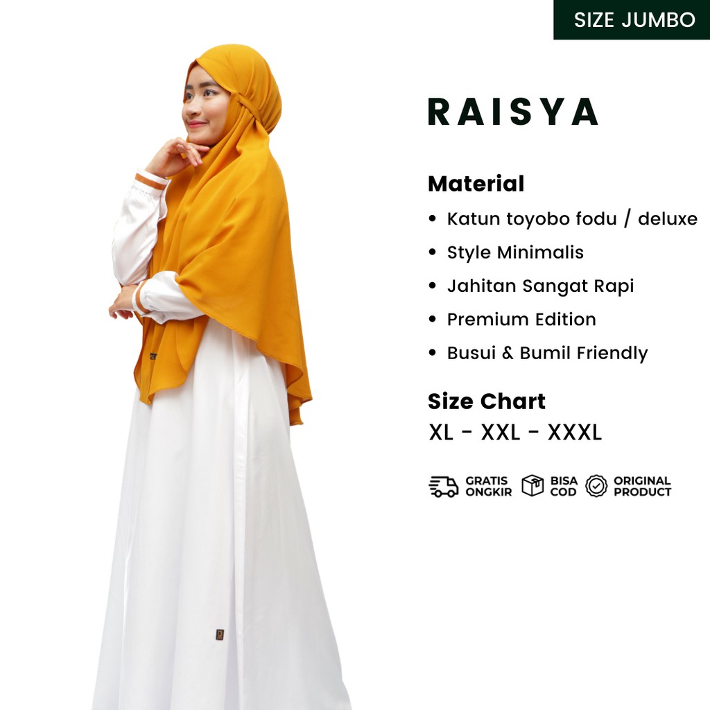 GAMIS JUMBO DRESS SYAR'I RAISYA WARNA PUTIH BY DTHREE FASHION