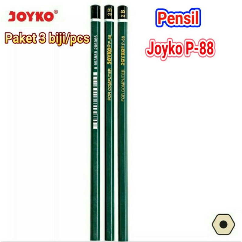 

Paket 3 Pcs Pensil 2B Joyko P-88/Pencil 2B Joyko P-88 Berkualitas Bagus Dapat 3 Pcs