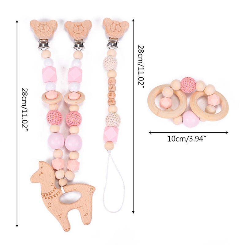 Mary 3pcs / Set Mainan Teether Bayi Bahan Kayu