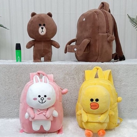 Backpack Tas Ransel Anak Boneka Line Brown Cony Sally boneka lepas