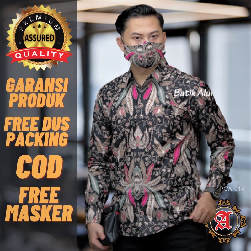 Baju Batik Pria Kemeja Lengan Panjang Terkini Bahan Katun Premium Full Furing Batik Solo PCW 014
