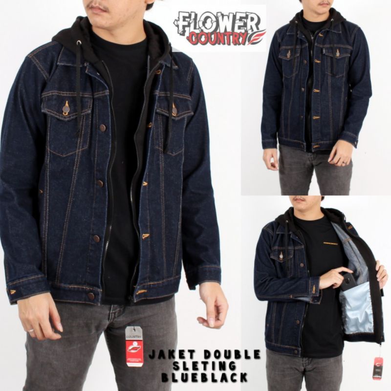 JAKET JEANS DOUBLE RESLETING UNISEX
