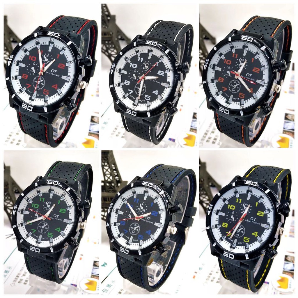 GT Jam Tangan Pria Sport Chrono Korea Fashion Quartz Men Silikon Analog Watch Analog Import