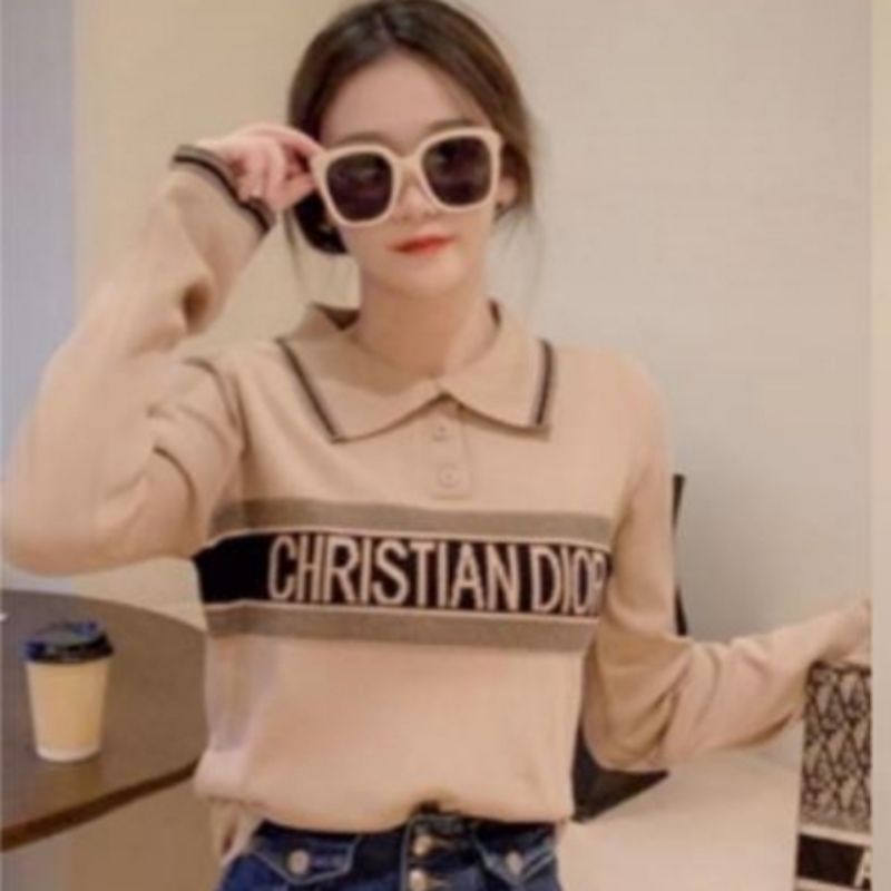 Kaos Impor Wanita Model polo shirt Lengan Panjang baju atasan