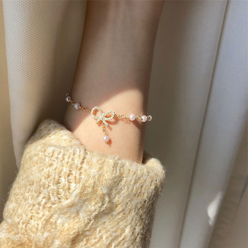 【Ready Stock】Gelang Viral Tiktok Murah Gelang Korea Wanita Mutiara Ikatan Simpul Hadiah Aksesoris Perhiasan Fashion kecenderungan COD