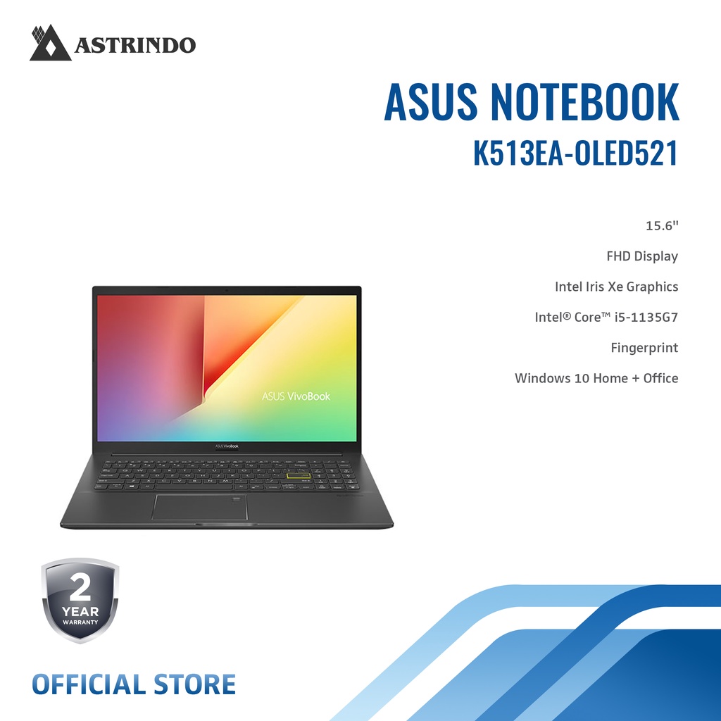 Asus Vivobook 15.6'/i5-1135G7/8GB/256G/Win10 - (K513EA-OLED521) BLACK