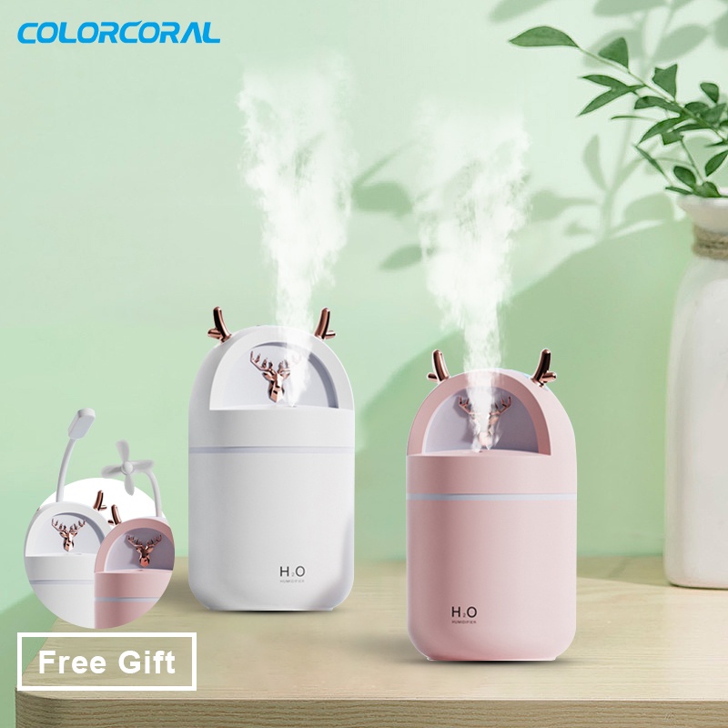 ColorCoral 3 in 1 Mini Humidifier with 2 Spray Modes Night Light Aromatherapy Diffuser Humidifier Home Office