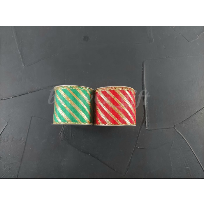 

Pita Diagonal Garis Gold Lebar 6.3 cm ; Panjang 10 yard