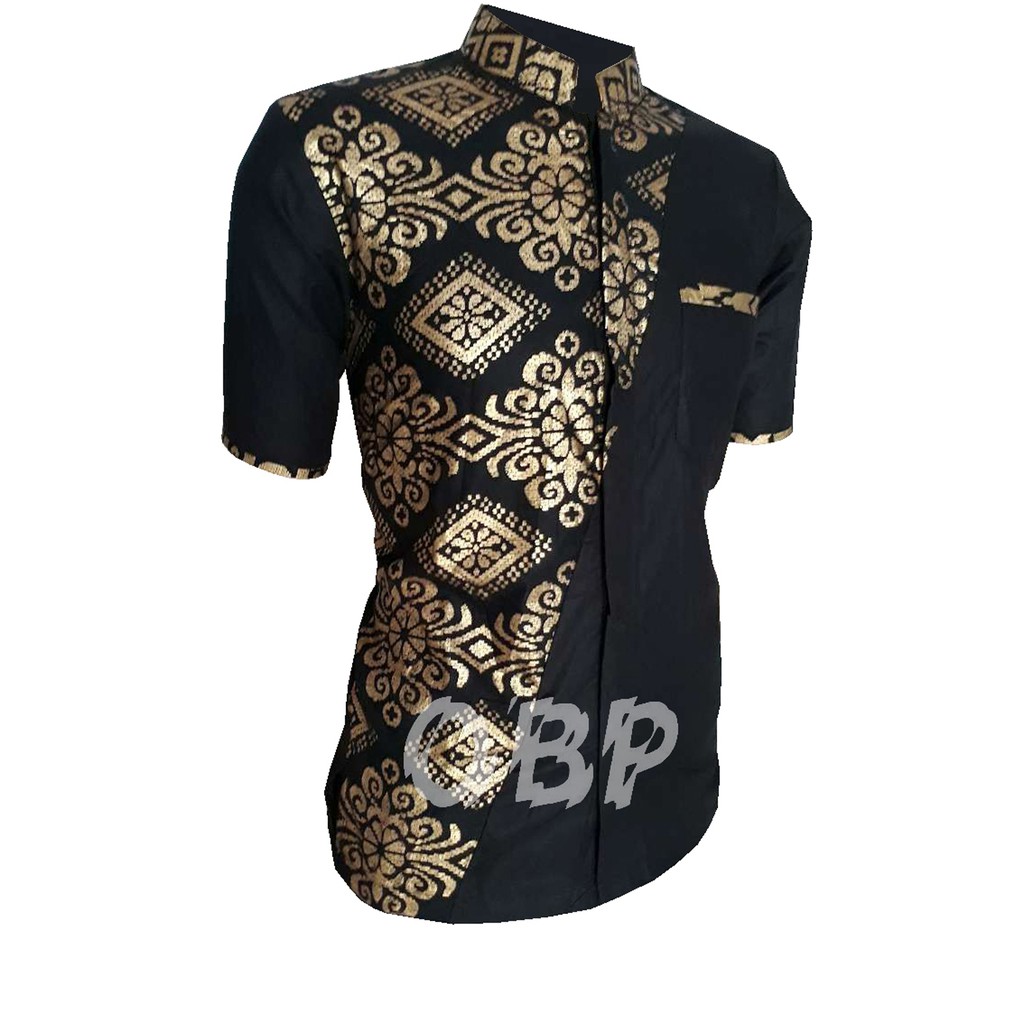 Risna Batik HRB026 kenongo kemeja hem pendek padi pekalongan M L XL MURAH KEREN bati pria wajik biru