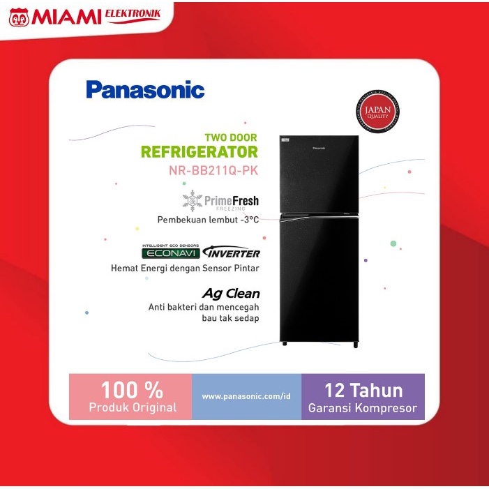 Panasonic NRBB211Q-PK Lemari Es 2 Pintu 210 Liter Kulkas 2 Pintu