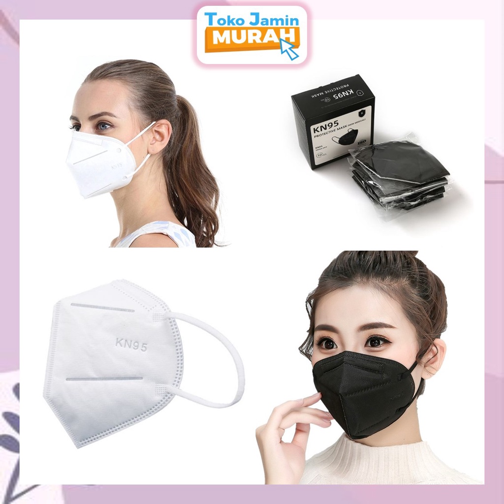 TJM VZ135 Masker KN95 Hitam Box 5 Ply Isi 10 Pcs Masker Mulut Medis Earloop Protective Disposable Mask