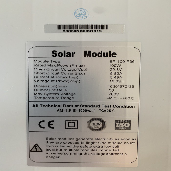 Solar Panel Surya 100WP 100 Wp Solar Cell Tenaga Surya